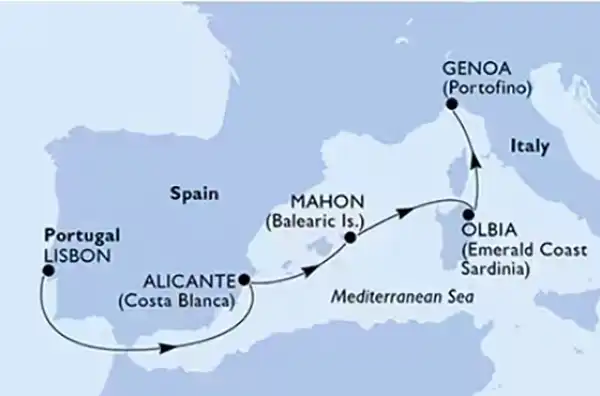 krstarenje zapadnim mediteranom do lisabona